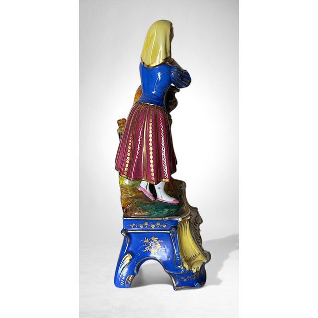 Mid 19th Century Mid 19th Century Napoléon III Style French Polychrome Porcelain Figurine by Porcelaine De Paris For Sale - Image 5 of 18