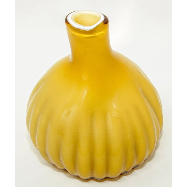 Italian Murano Hand Blown Art Glass Vase Yellow Chairish