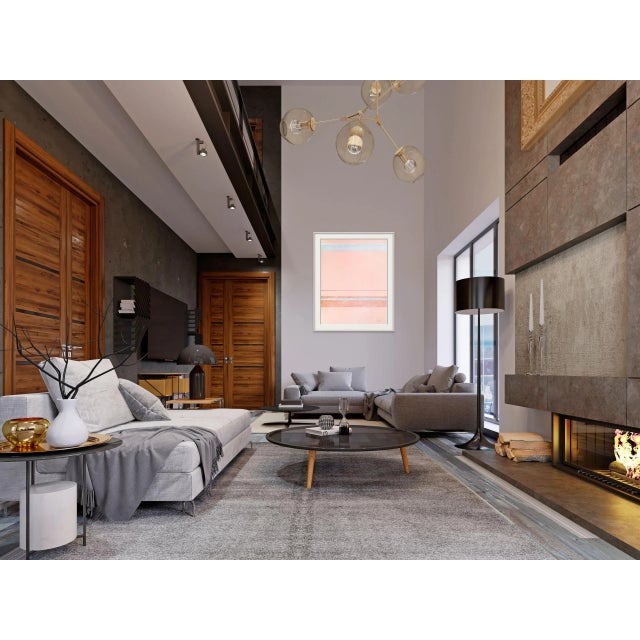 Parallels on Peach Nick Wallis Date: circa 1980 Acrylic on Canvas, signed l.r. Size: 60 x 48 in. (152.4 x 121.92 cm)