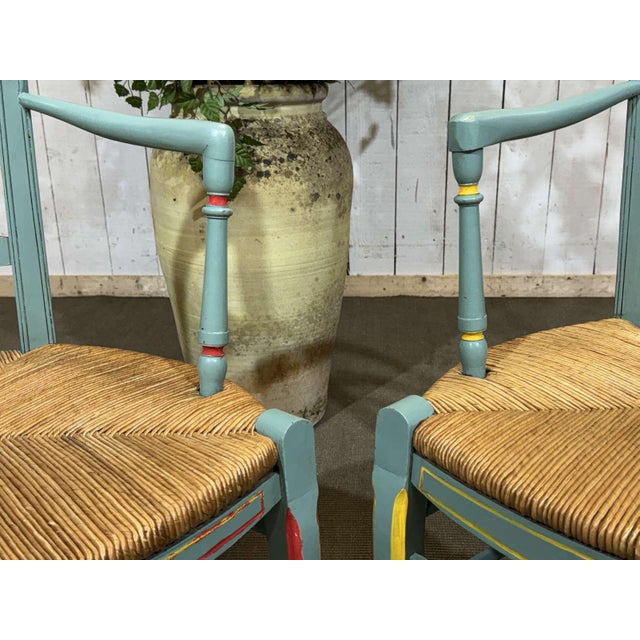 Rustic Beechwood Armchairs with Straw Seats, 1930s, Set of 2 For Sale - Image 13 of 17