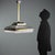 1960s ceiling lamp featuring an enameled metal structure with elegant brass-plated aluminum profiles. The design is...