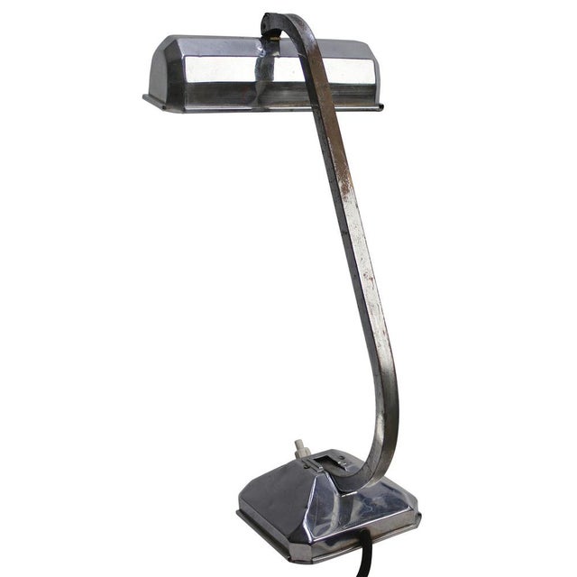Vintage Art Deco Silver Bankers Desk Light For Sale - Image 6 of 7