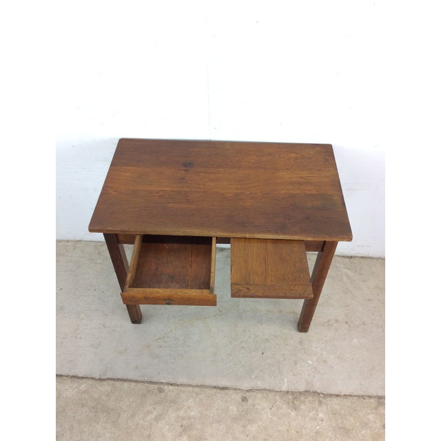 American Antique Oak Writing Desk With Drawer and Draw Leaf Surface For Sale - Image 3 of 12