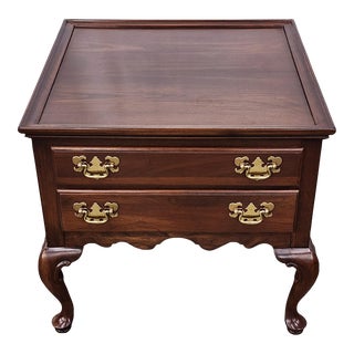 Late 20th Century Ethan Allen Queen Anne Two Drawer Side Table For Sale