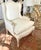 Late 20th Century Louis XV Style Painted Ivory Bergere Chair With Custom Chevron Upholstery For Sale - Image 5 of 12