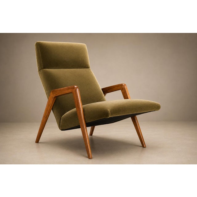 Brazilian Modern Armchair in Pau Marfim & Green Mohair, Pierre Weckx, 1950s For Sale - Image 14 of 15