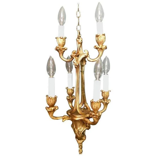 Late 19th Century French Gilt Bronze Six-Arm Louis XV Style Chandelier, Unwired For Sale - Image 13 of 13