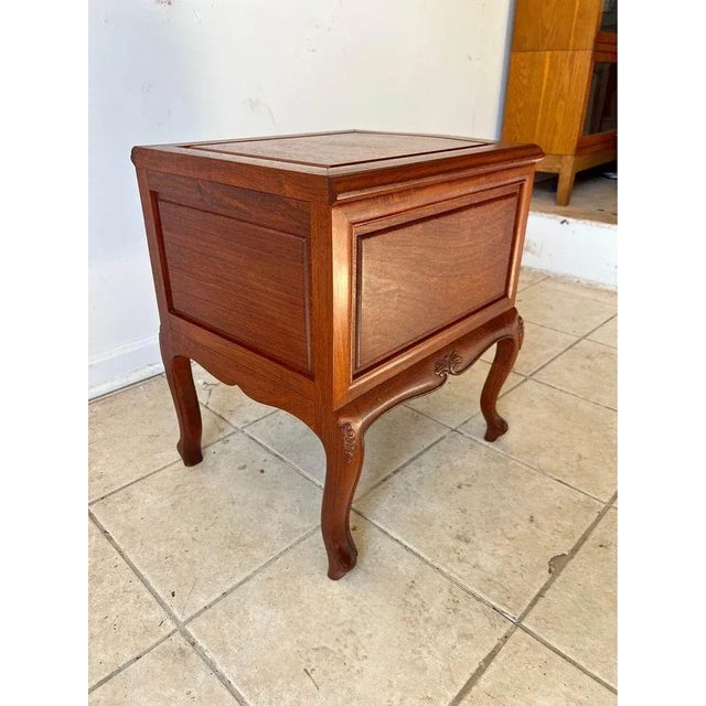 Vintage French Rococo Style Solid Teak 2 Drawer Nightstand. For Sale - Image 4 of 12
