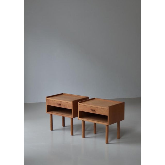 Wood Oak Bedside Tables by Hans J. Wegner for Ry Møbelfabrik, Denmark, 1960s, Set of 2 For Sale - Image 7 of 18