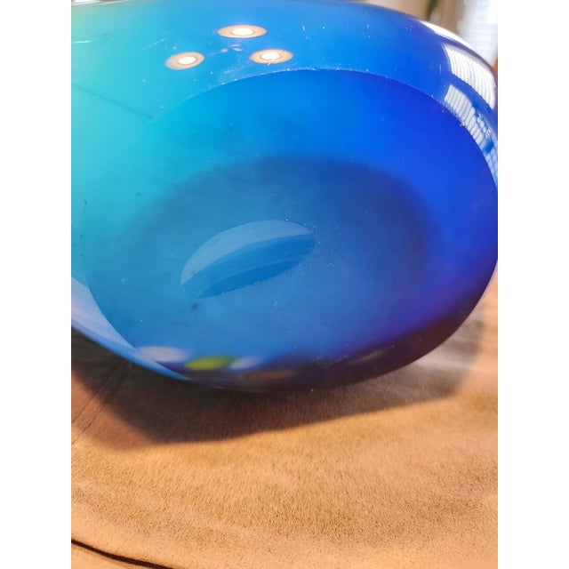 Mid 20th Century Mid 20th Century Massive 27" Murano Art Glass Vase- 13lb Cobalt & Aqua Confetti Statement Piece For Sale - Image 5 of 8