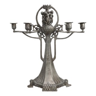 Art Nouveau Tin Candleholder from Achille Gamba, Italy, 1900s For Sale