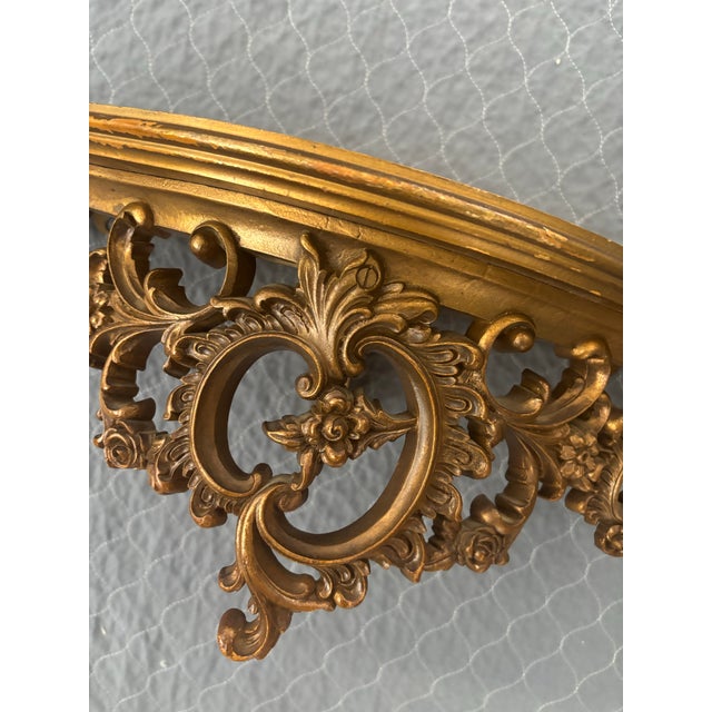 Mid 20th Century Syroco Wood Gold Demilune Ornate Curved Wall Shelf For Sale - Image 10 of 11