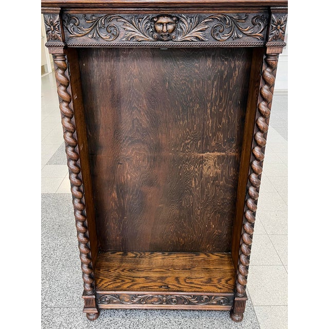 19th Century Carved Oak Bookcase Cabinet in the Style of R. J. Horner & Co. For Sale - Image 10 of 17