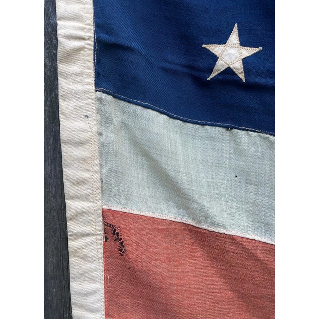American Rare Antique American Flag 45 Stars Soft Wool Sewn Stars and Stripes Beautifully Faded Colors 5x8 For Sale - Image 3 of 7
