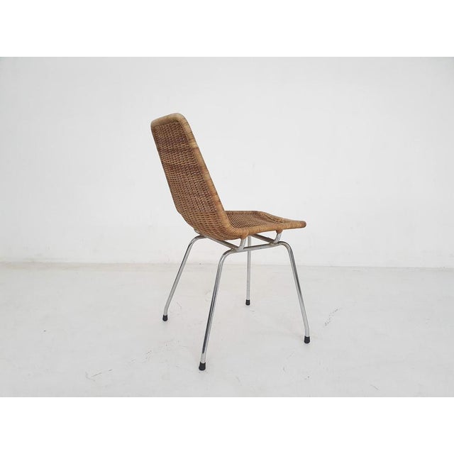 Mid-Century Rattan and Metal Dining Chair, the Netherlands, 1960s For Sale - Image 3 of 4