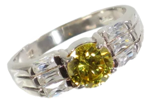 Vintage 1970s Citrine Cubic Zirconia Sterling Ring