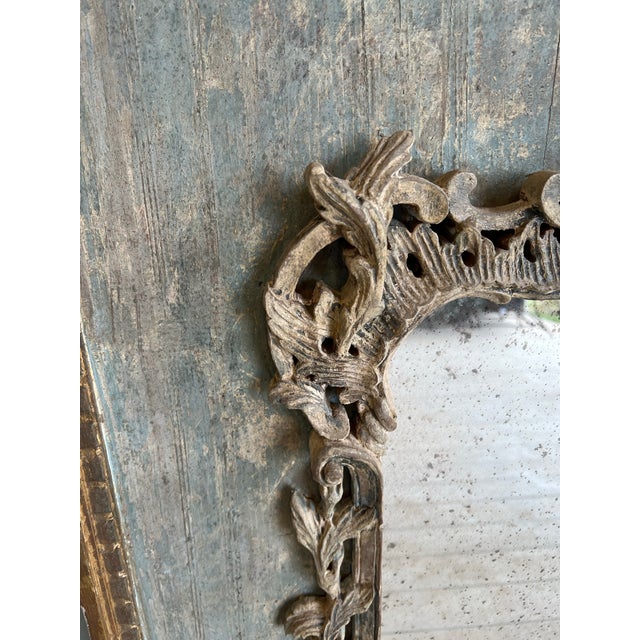 Green Beautiful 19th C Antique Italian Mirror on Painted Tuscan Panel For Sale - Image 8 of 10