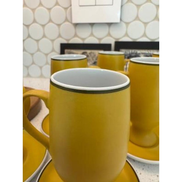 Mustard 1960s LaGardo Tackett for Schmid Kelco Porcelain Espresso Cups & Saucers - 12 pcs For Sale - Image 8 of 12