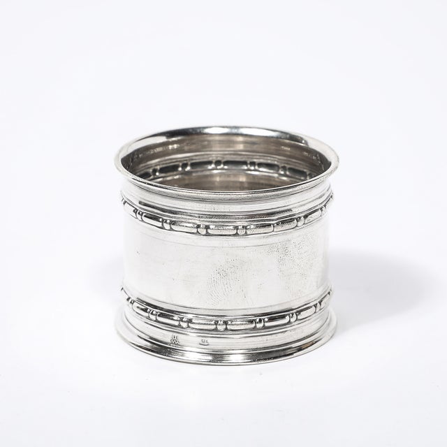 Antique 800 Silver Napkin Ring With Border Detailing & Antique Hallmarks For Sale In New York - Image 6 of 7