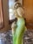 1980s Geisha Figurine Holding Flowers in Faux Jade For Sale - Image 9 of 12