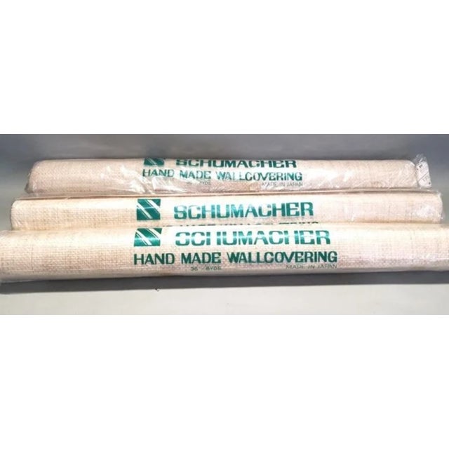 Elevate your space with this exceptional lot of three (3) matching rolls of vintage, authentic handmade grasscloth...