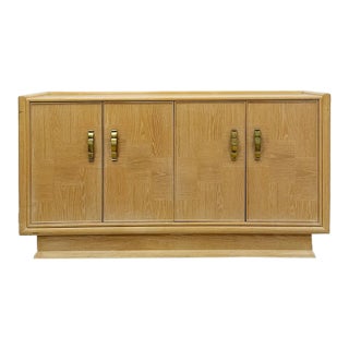 Vintage Regency Blonde Parquetry Buffet Server Credenza by Century 60" Wide MCM For Sale