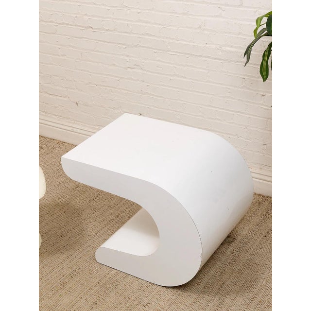 Modern Mid 20th Century Styled After Pierre Cardin White Lacquer Waterfall Side Table For Sale - Image 3 of 9