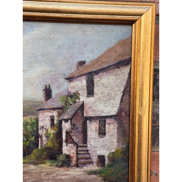 19th Century Oil Painting From England ~ "Coastal Village Street" For Sale - Image 4 of 7