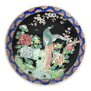 Japanese Nippon Porcelain Noir Peacock Charger Plate