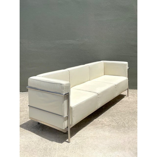 Vintage Chrome Frame Sofa After Le Corbusier For Sale - Image 13 of 17