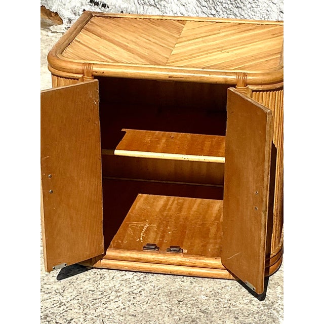 Vintage Boho Chevron Pencil Reed Nightstands - A Pair For Sale - Image 12 of 12