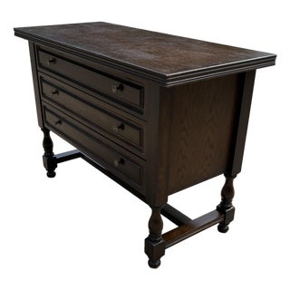 Vintage English Console Table With Three Drawers For Sale