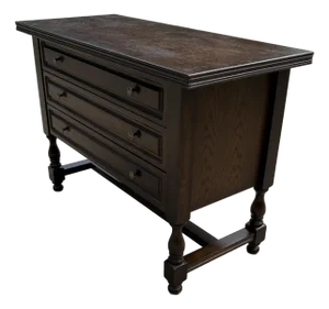Vintage English Console Table With Three Drawers