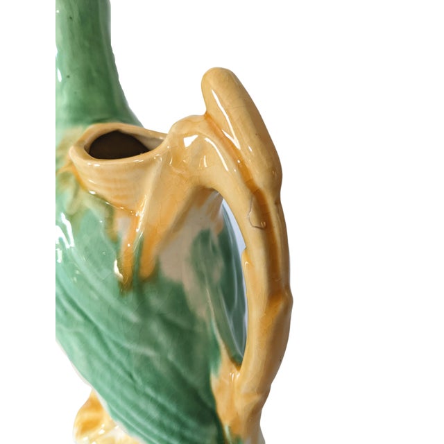 Vintage Colorful Hand Painted Majolica Duck Pitcher For Sale - Image 4 of 8