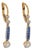 Art Deco Style Diamond Sapphire 18k Yellow Gold and Platinum Drop Earrings, A Pair For Sale