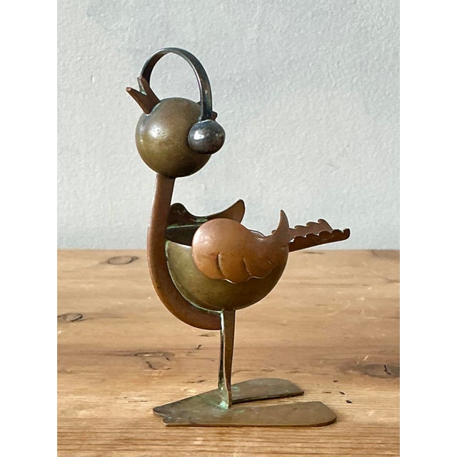 Mid-Century Modern Vintage Mexican Brass and Copper Ashtray For Sale - Image 3 of 12