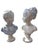 Charming pair of vintage Italian white ceramic figural busts depicting a young boy and girl, designed as a coordinated...