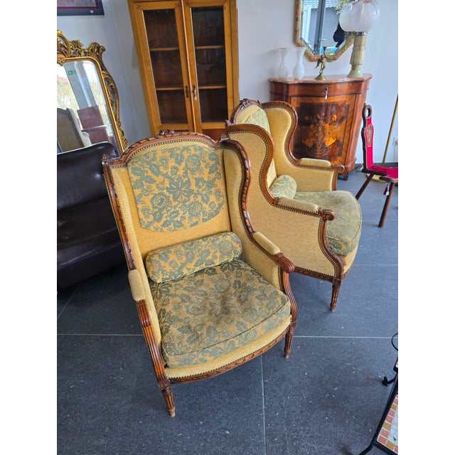 Yellow Louis XVI Bergère Armchairs, 19th Century-Early 20th Century, Set of 2 For Sale - Image 8 of 17