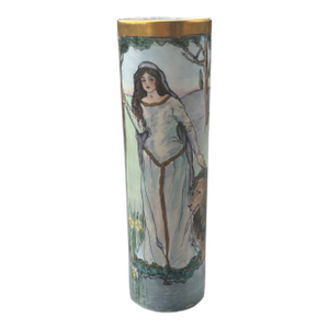 Zdekauer Mz Austria Hand Painted Vase With Beautiful Girl With Lion Circa 1884-1909.