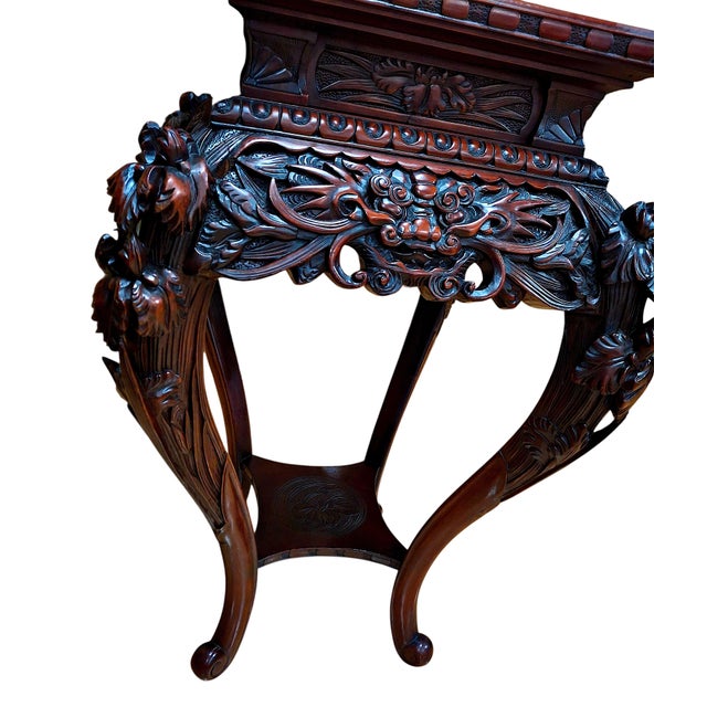 Chinese Chinese Carved Rosewood Pedestal or Side Table For Sale - Image 3 of 14
