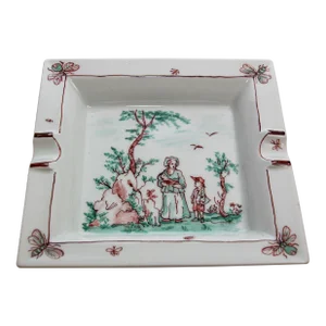 Limoges France Cigar Ashtray Porcelain Dish Catchall by French Artist 1997