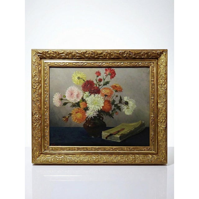 L. Porte, Still Life with Chrysanthemums, 1888, Oil on Canvas, Framed For Sale - Image 15 of 15