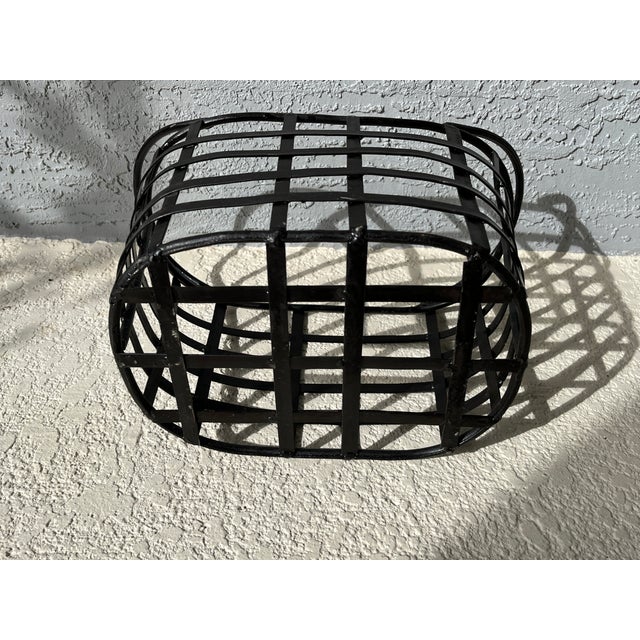 Metal 1990s Dark Brown Wrought Iron Woven Metal Magazine Rack Basket For Sale - Image 7 of 9