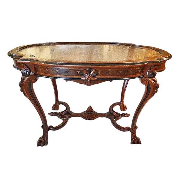 Late 19th Century Vintage Renaissance Revival Walnut Center Table For Sale