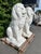Classical Seated Lion Garden Statues in White Cast Stone, Set of 2 For Sale - Image 4 of 13