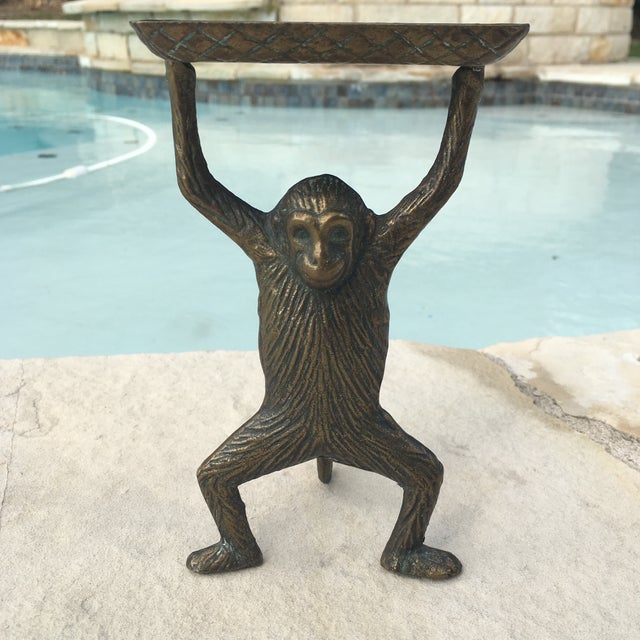 Vintage Solid Brass Monkey Business Card Holder Chairish