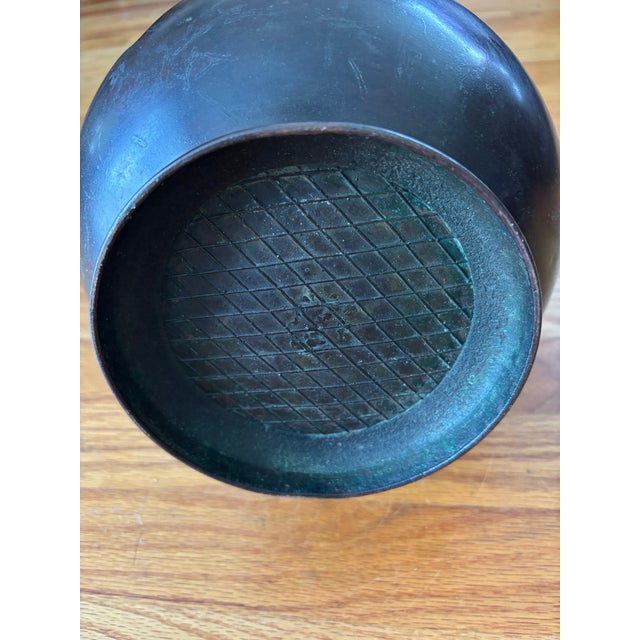 Asian Vintage 12" Bronze Amphora Vase With Dragon Handles For Sale - Image 3 of 9