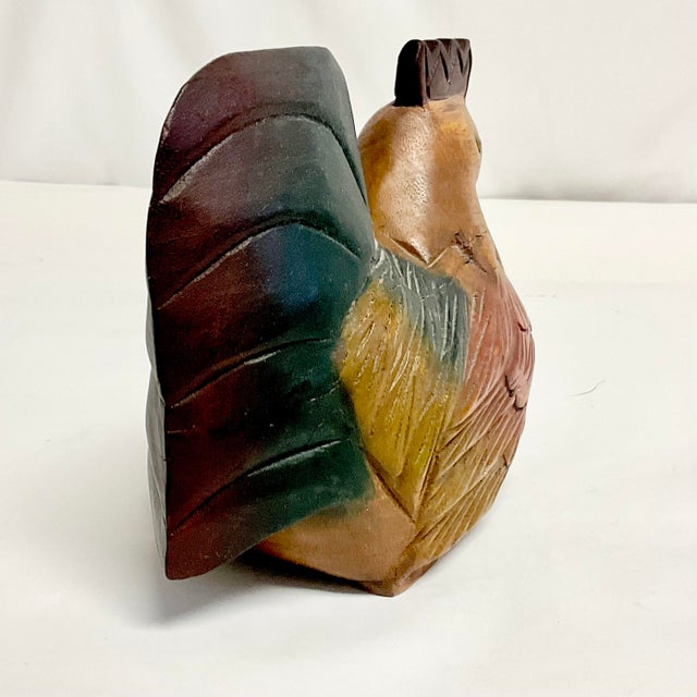 1970s Vintage Rustic European Farmhouse Resting Wood Carved Chicken Figurine For Sale - Image 6 of 10