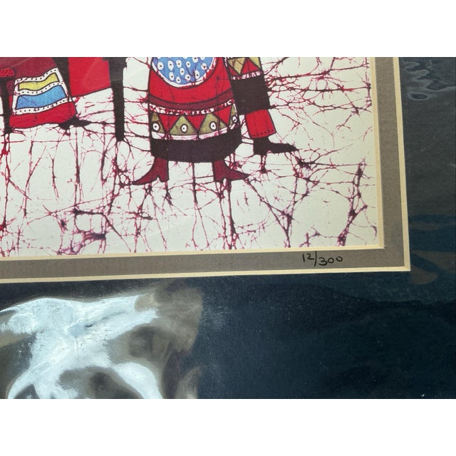 Art Deco 1990s Amos Amit “Recital” Signed 12/300 Limited Edition Batik Print Israeli Art For Sale - Image 3 of 4