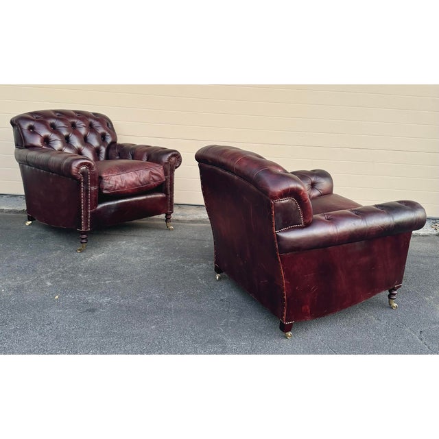 George Smith Leather Bulgari Chairs- a Pair For Sale - Image 10 of 12